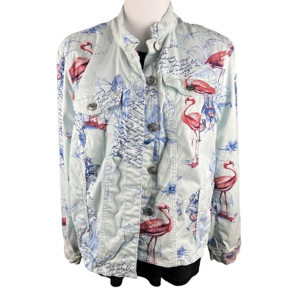 Chico's Women's Light Denim Design Jacket Size L - Picture 1 of 9